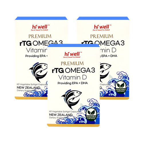하이웰 프리미엄 알티지 오메가3 비타민D 60캡슐 3개 (rTG. 베지캡슐)