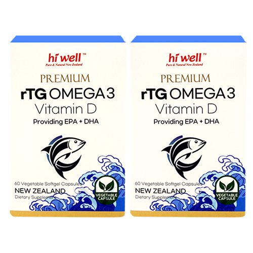 하이웰 프리미엄 알티지 오메가3 비타민D 60캡슐 2개 (rTG. 베지캡슐)